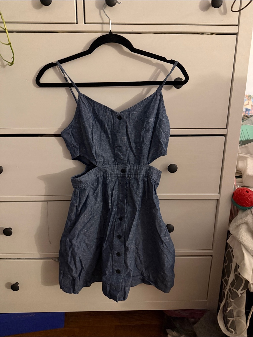 Madewell Chambray Button-Front Cutout Sundress - Denim Blue